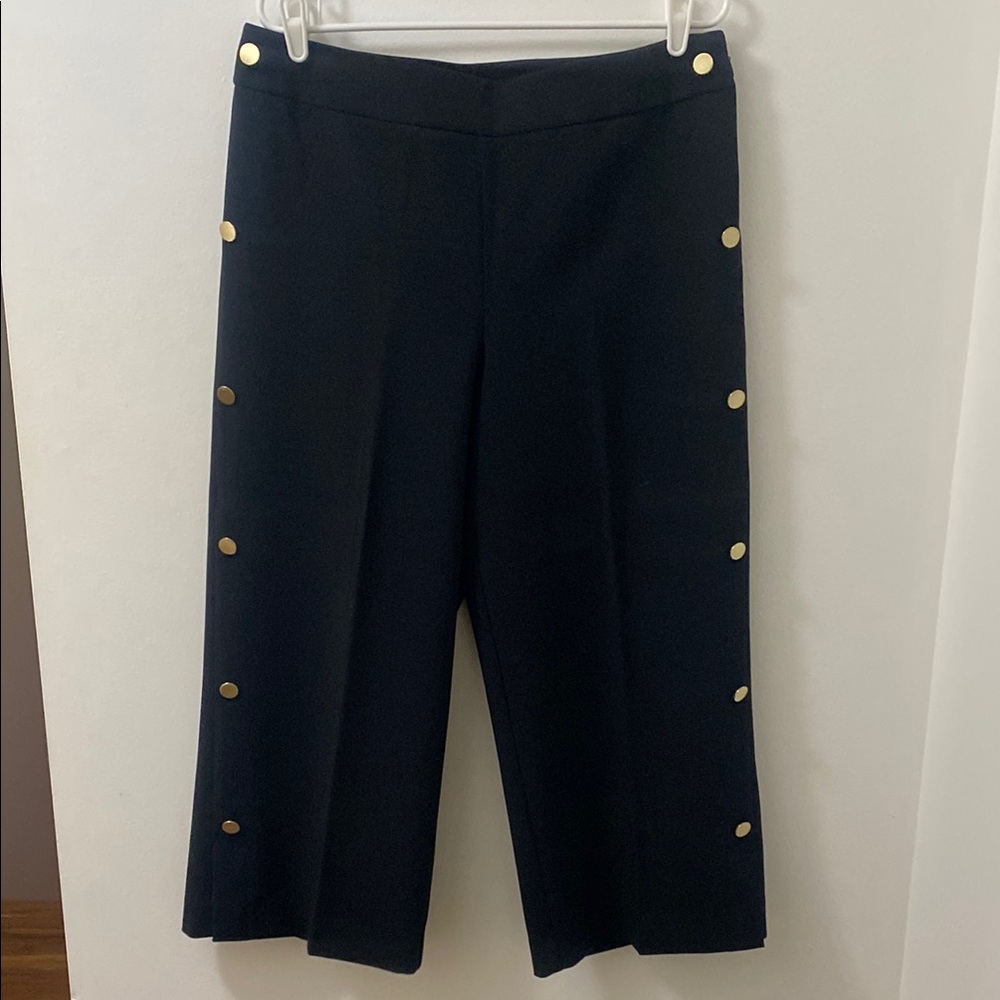 LOFT Black Pants with Gold Accents